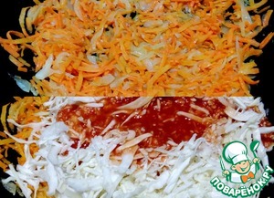 Разборный пирог с капустой и мясом