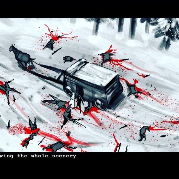 Нападение на карету с Йеннифэр и Калис на раскадровках сериала The Witcher