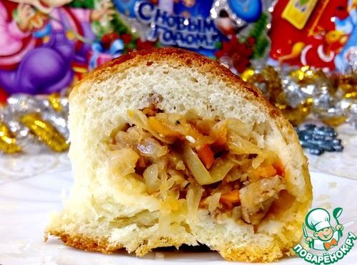 Разборный пирог с капустой и мясом