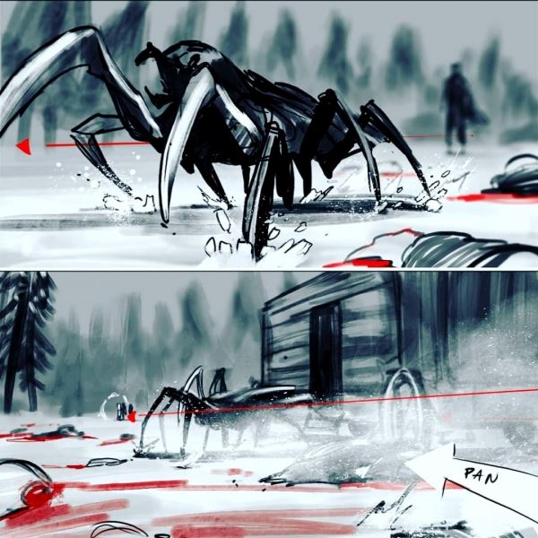 Нападение на карету с Йеннифэр и Калис на раскадровках сериала The Witcher