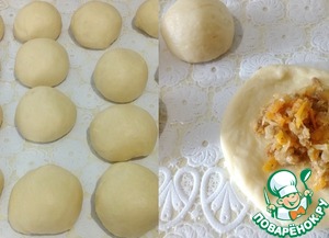 Разборный пирог с капустой и мясом