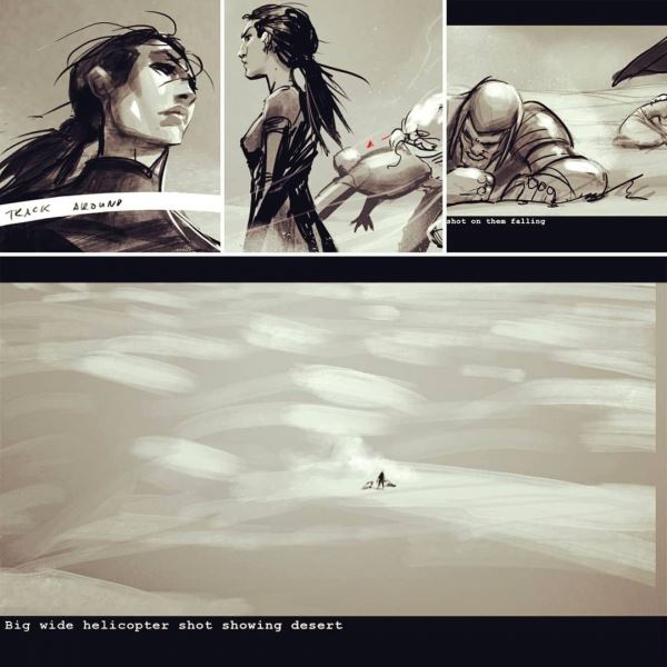 Нападение на карету с Йеннифэр и Калис на раскадровках сериала The Witcher