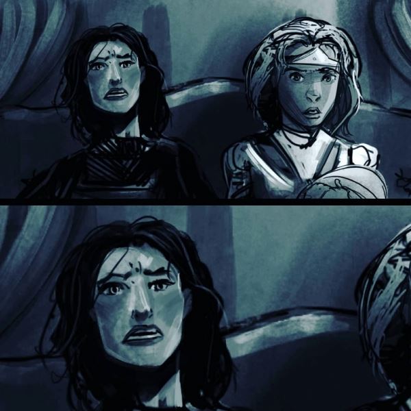 Нападение на карету с Йеннифэр и Калис на раскадровках сериала The Witcher