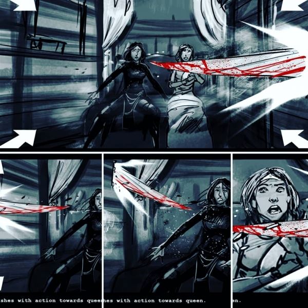 Нападение на карету с Йеннифэр и Калис на раскадровках сериала The Witcher