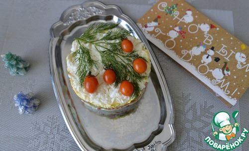 Салат с малосольной форелью "Еловая ветка"