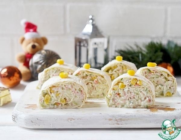 Крабовый салат в лаваше