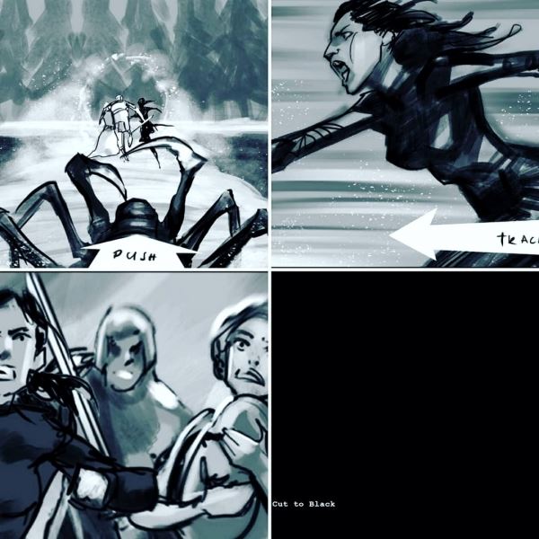 Нападение на карету с Йеннифэр и Калис на раскадровках сериала The Witcher