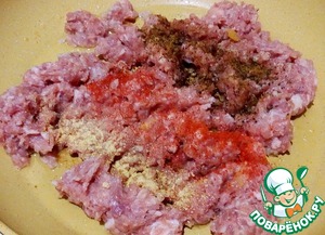 Разборный пирог с капустой и мясом