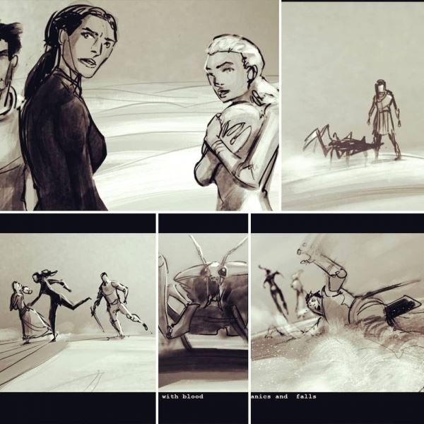 Нападение на карету с Йеннифэр и Калис на раскадровках сериала The Witcher